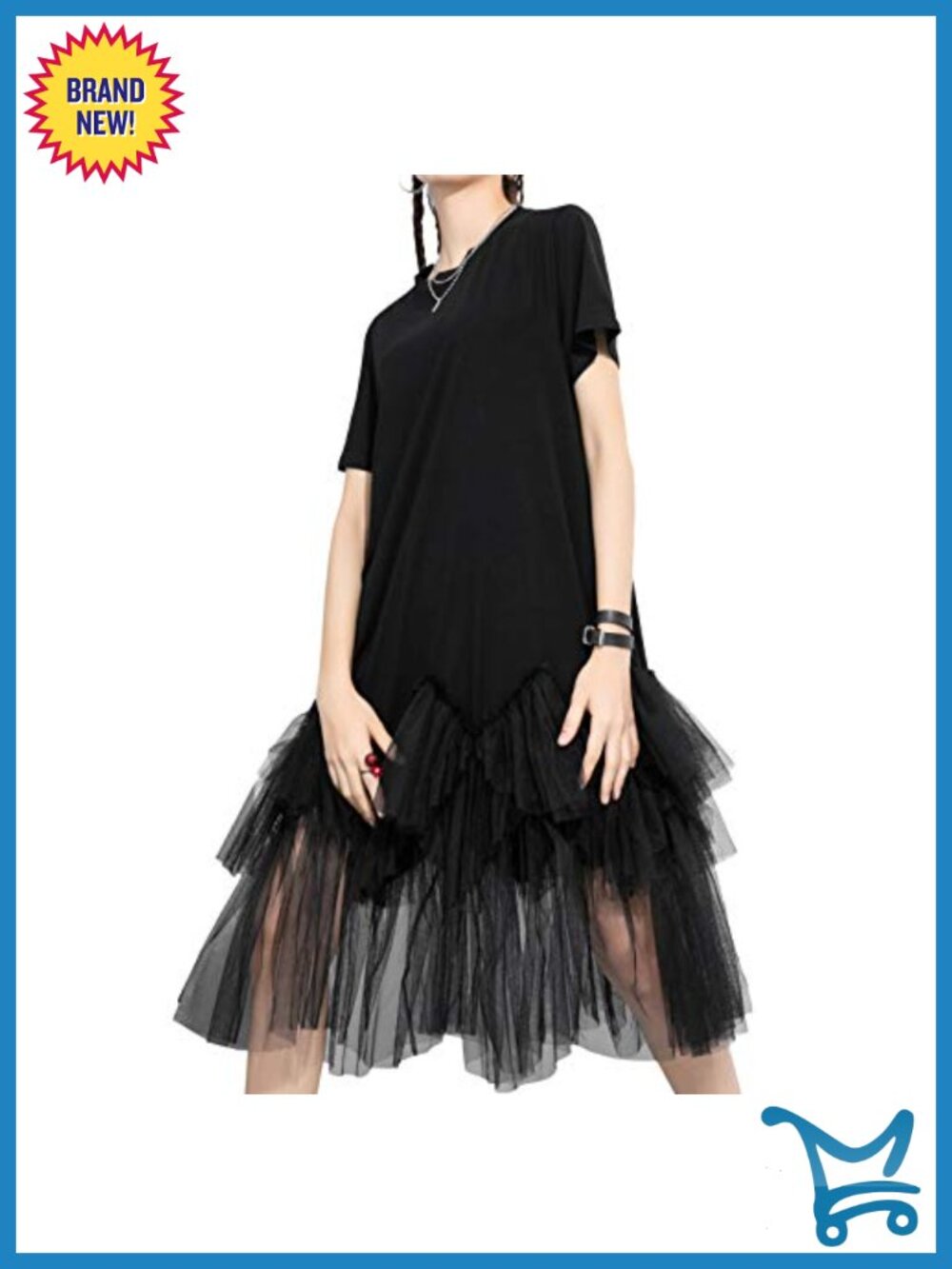 Oversized Crew Neck Tulle T-Shirt Dress Goth Witchy Alternative